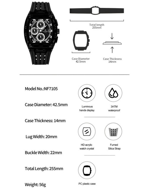 Reloj Naviforce Deportivo Nf7105 Goma Hombre + Estuche