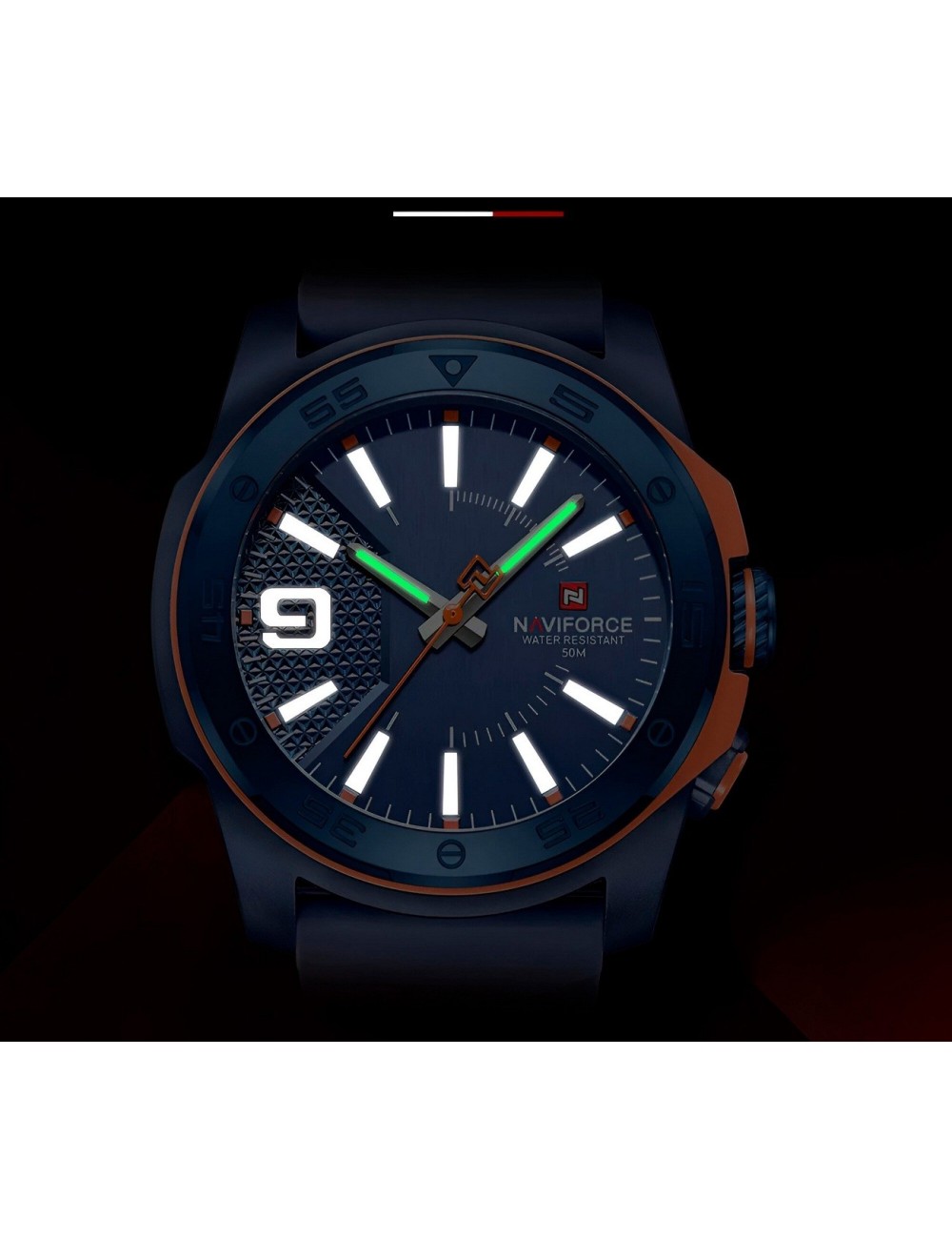 Reloj Naviforce Deportivo Nf7112 Goma Hombre Led + Estuche