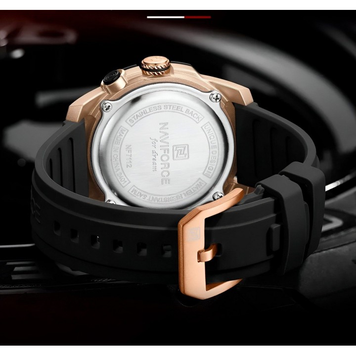 Reloj Naviforce Deportivo Nf7112 Goma Hombre Led + Estuche