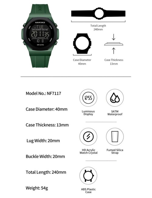 Reloj Naviforce Deportivo Nf7117 Digital Hombre + Estuche