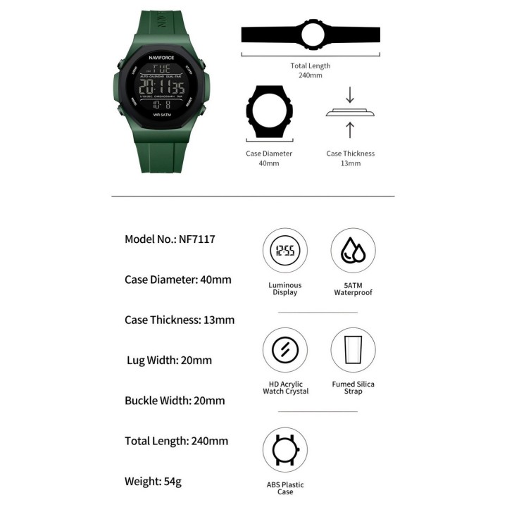 Reloj Naviforce Deportivo Nf7117 Digital Hombre + Estuche