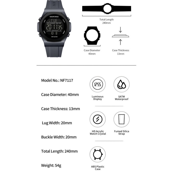 Reloj Naviforce Deportivo Nf7117 Digital Hombre + Estuche