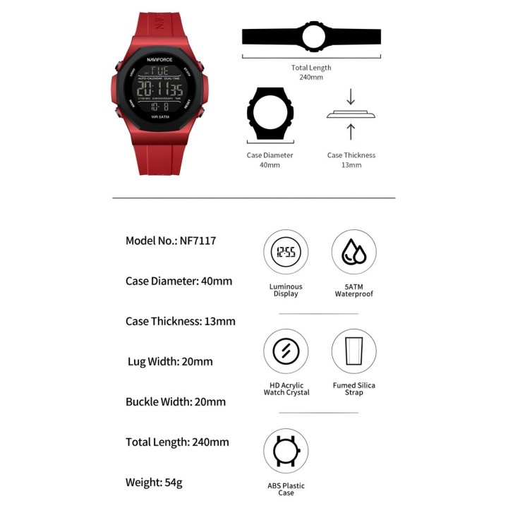 Reloj Naviforce Deportivo Nf7117 Digital Hombre + Estuche