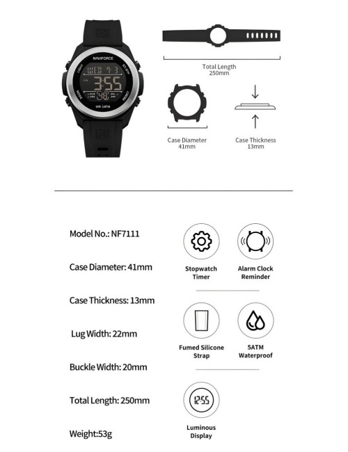Reloj Naviforce Deportivo Nf7111 Digital Hombre + Estuche