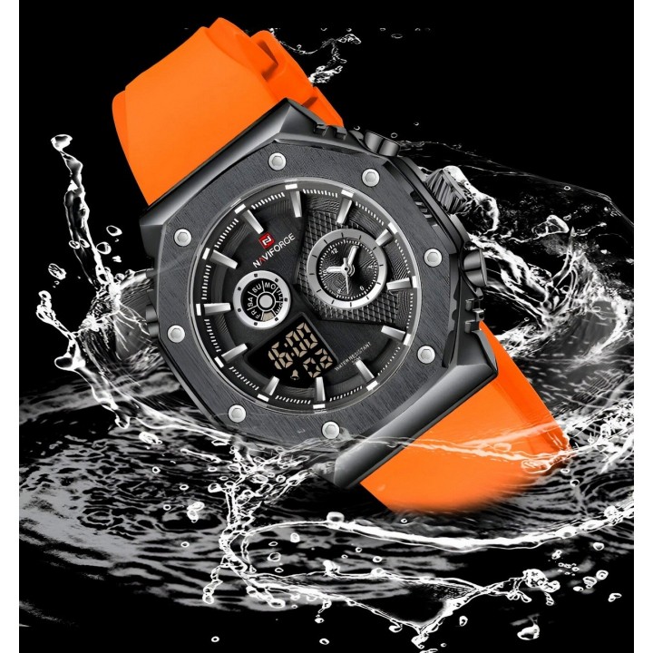 Reloj Naviforce Deportivo Nf9216t Goma Hombre Led + Estuche