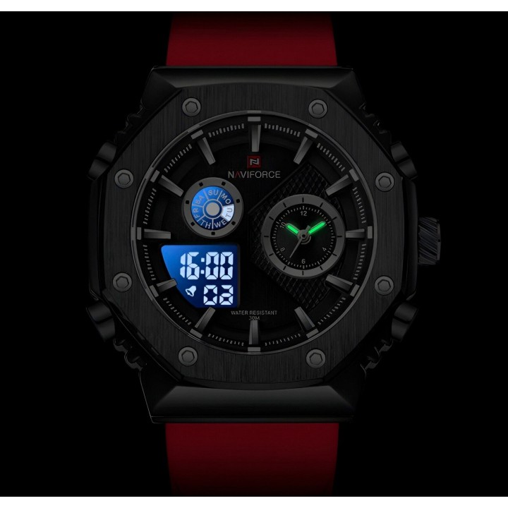 Reloj Naviforce Deportivo Nf9216t Goma Hombre Led + Estuche