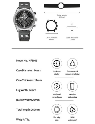 Reloj Naviforce Casual Nf8045 Cuero Hombre + Estuche