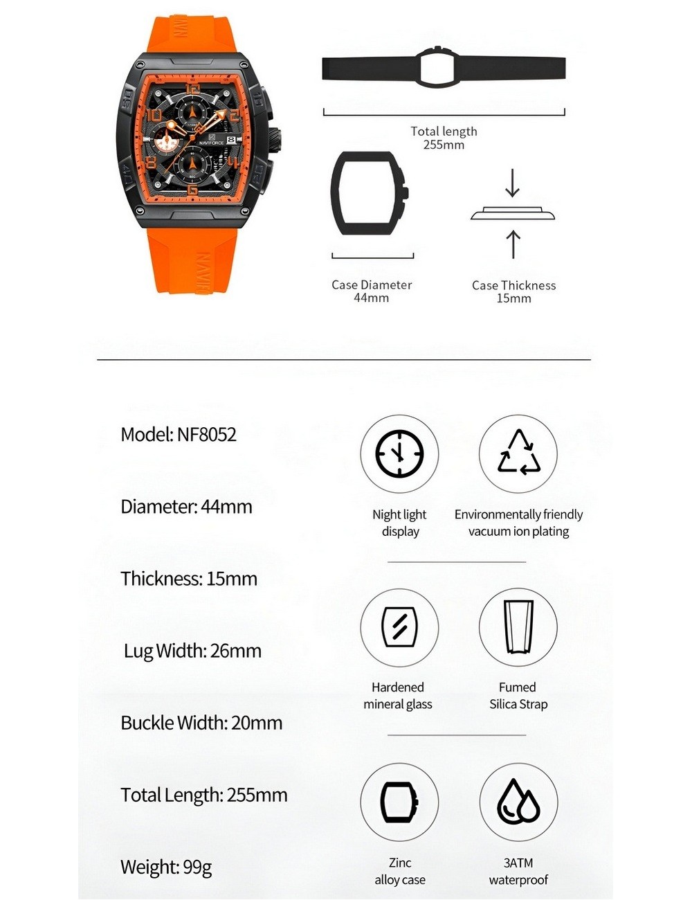 Reloj Naviforce Deportivo Nf8052 Goma Hombre + Estuche