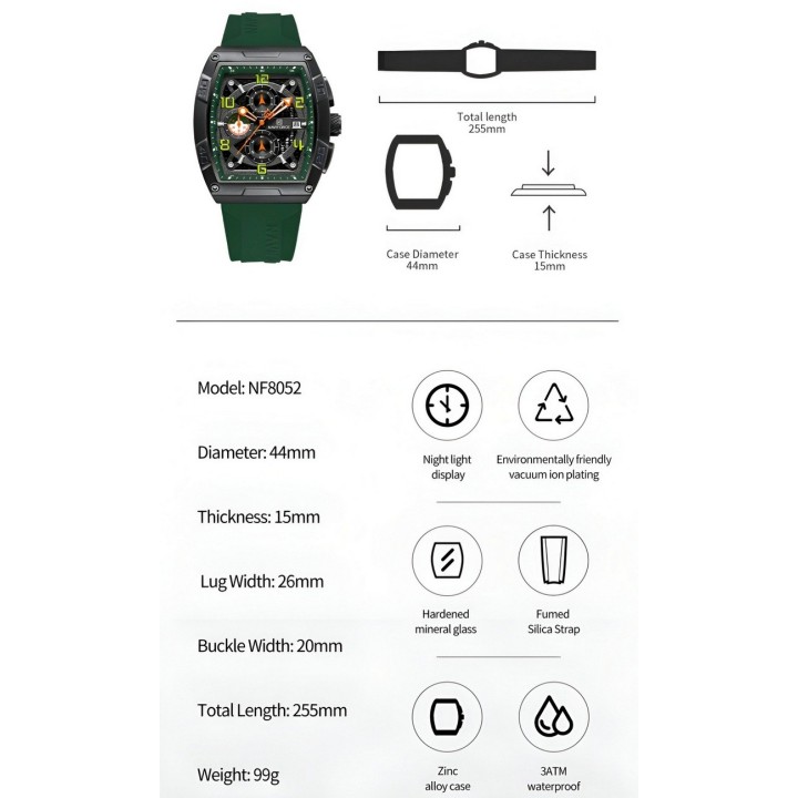 Reloj Naviforce Deportivo Nf8052 Goma Hombre + Estuche