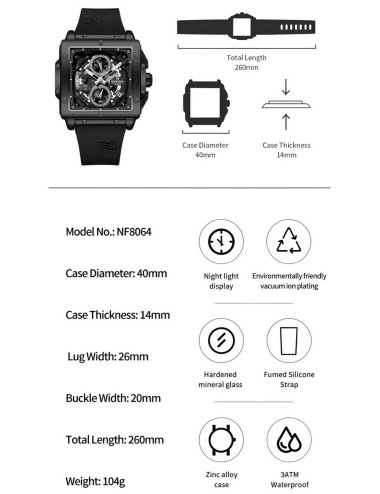Reloj Naviforce Deportivo Nf8064 Goma Hombre + Estuche