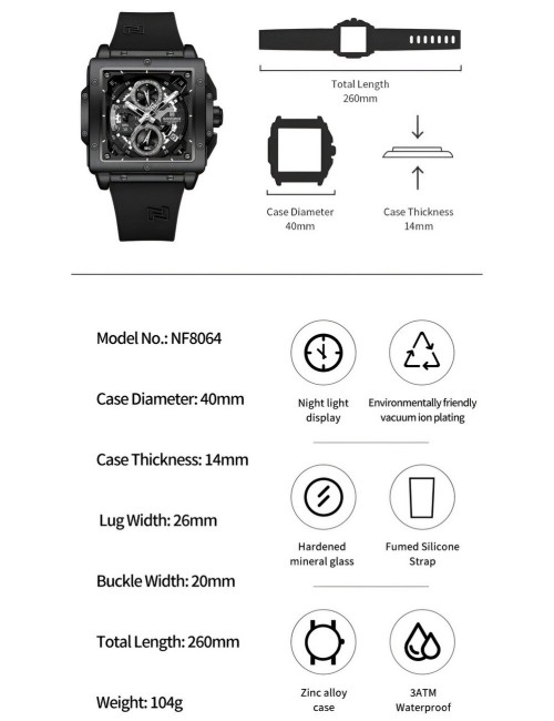 Reloj Naviforce Deportivo Nf8064 Goma Hombre + Estuche