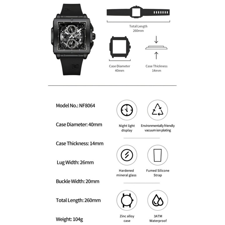 Reloj Naviforce Deportivo Nf8064 Goma Hombre + Estuche