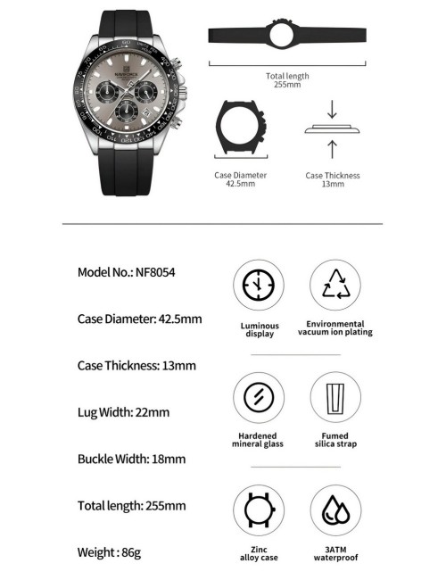 Reloj Naviforce Casual Nf8054 Goma Hombre + Estuche