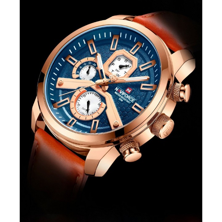 Reloj Naviforce Casual Nf9211l Cuero Hombre + Estuche
