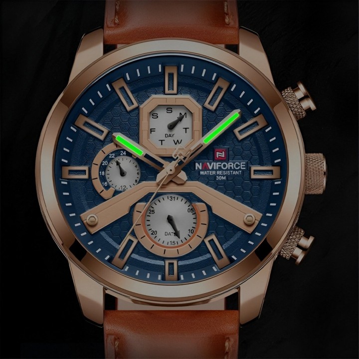 Reloj Naviforce Casual Nf9211l Cuero Hombre + Estuche
