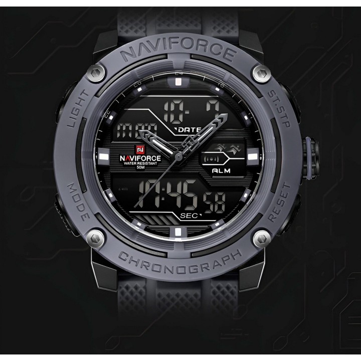 Reloj Naviforce Deportivo Nf7114 Goma Led Hombre + Estuche
