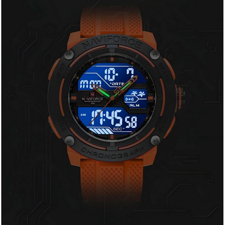 Reloj Naviforce Deportivo Nf7114 Goma Led Hombre + Estuche