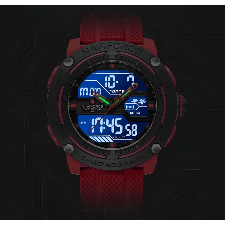 Reloj Naviforce Deportivo Nf7114 Goma Led Hombre + Estuche