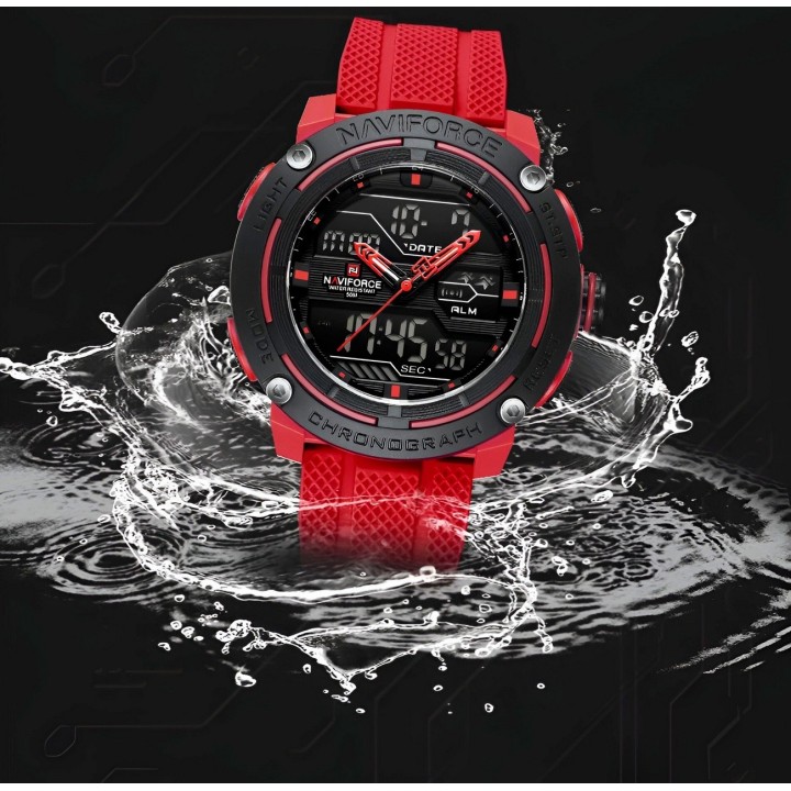 Reloj Naviforce Deportivo Nf7114 Goma Led Hombre + Estuche