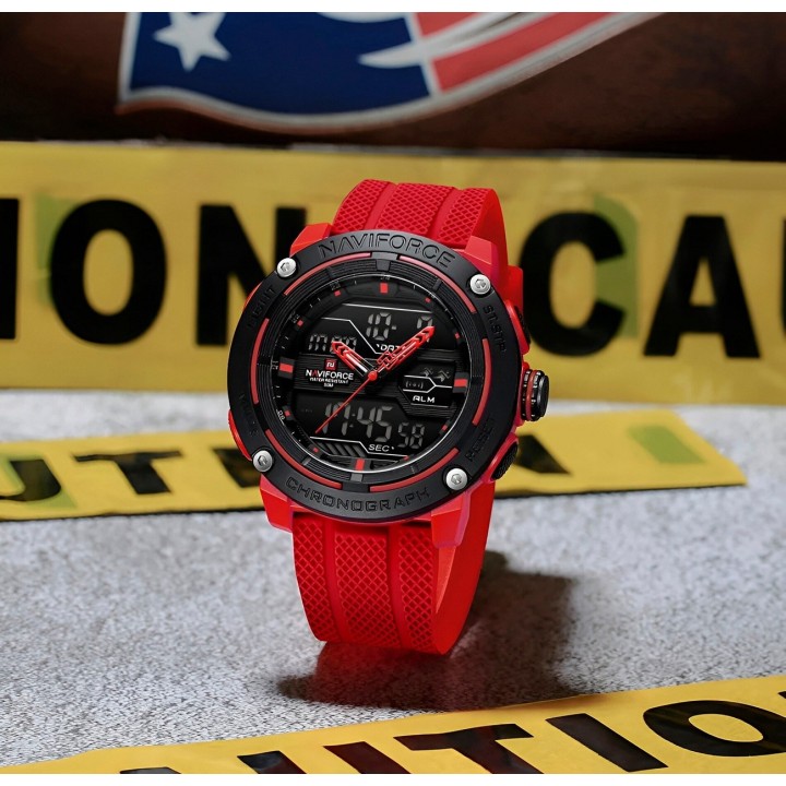 Reloj Naviforce Deportivo Nf7114 Goma Led Hombre + Estuche