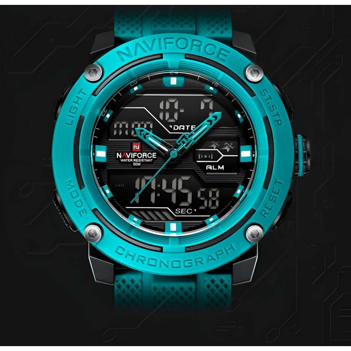 Reloj Naviforce Deportivo Nf7114 Goma Led Hombre + Estuche