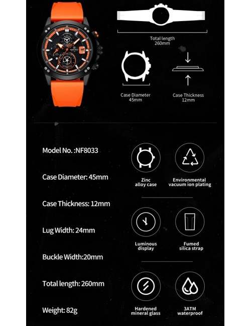 Reloj Naviforce Deportivo Nf8033 Goma Hombre + Estuche