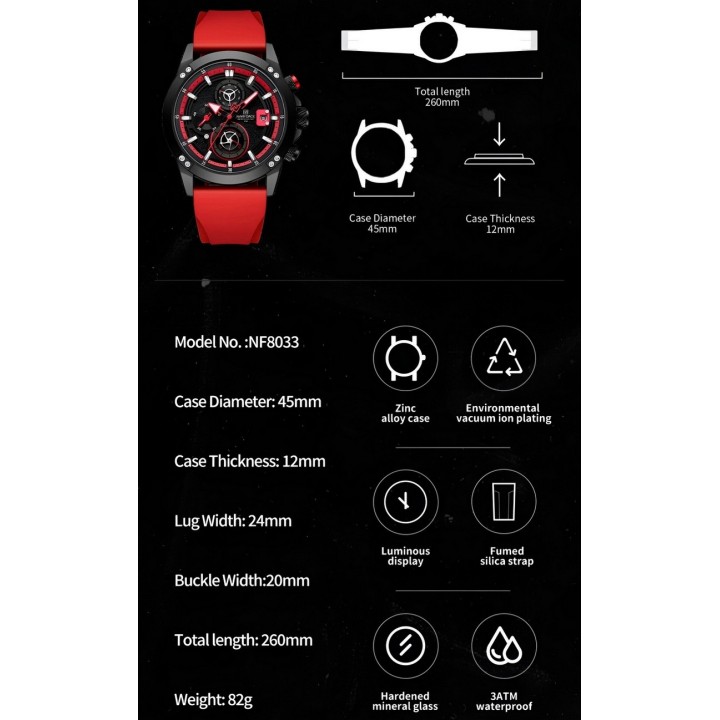 Reloj Naviforce Deportivo Nf8033 Goma Hombre + Estuche