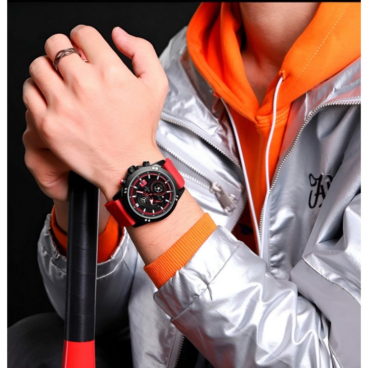 Reloj Naviforce Deportivo Nf8033 Goma Hombre + Estuche