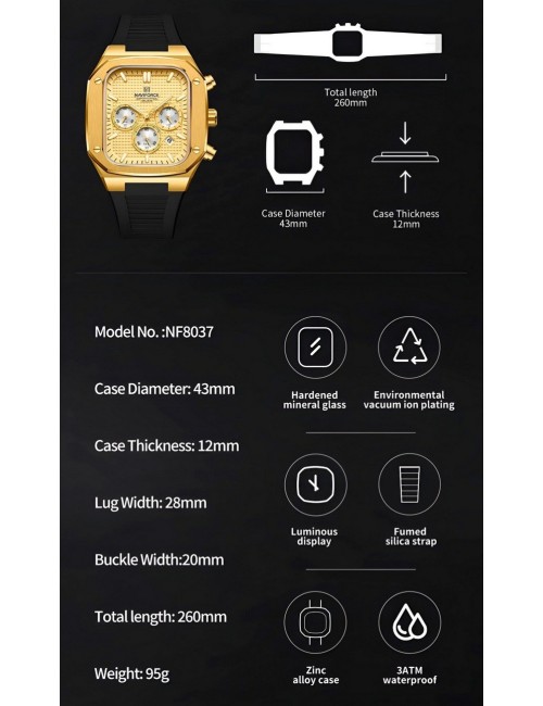Reloj Naviforce Deportivo Nf8037 Goma Hombre + Estuche