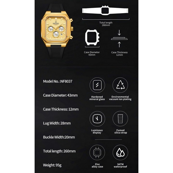 Reloj Naviforce Deportivo Nf8037 Goma Hombre + Estuche