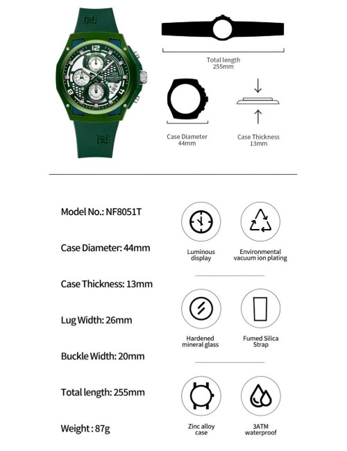 Reloj Naviforce Deportivo Nf8051t Goma Hombre + Estuche