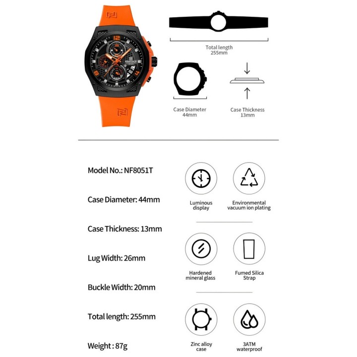 Reloj Naviforce Deportivo Nf8051t Goma Hombre + Estuche