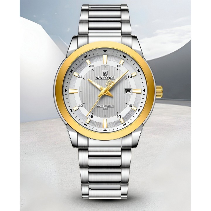 Reloj Naviforce Casual Nf8029 Crono Hombre Acero+ Estuche