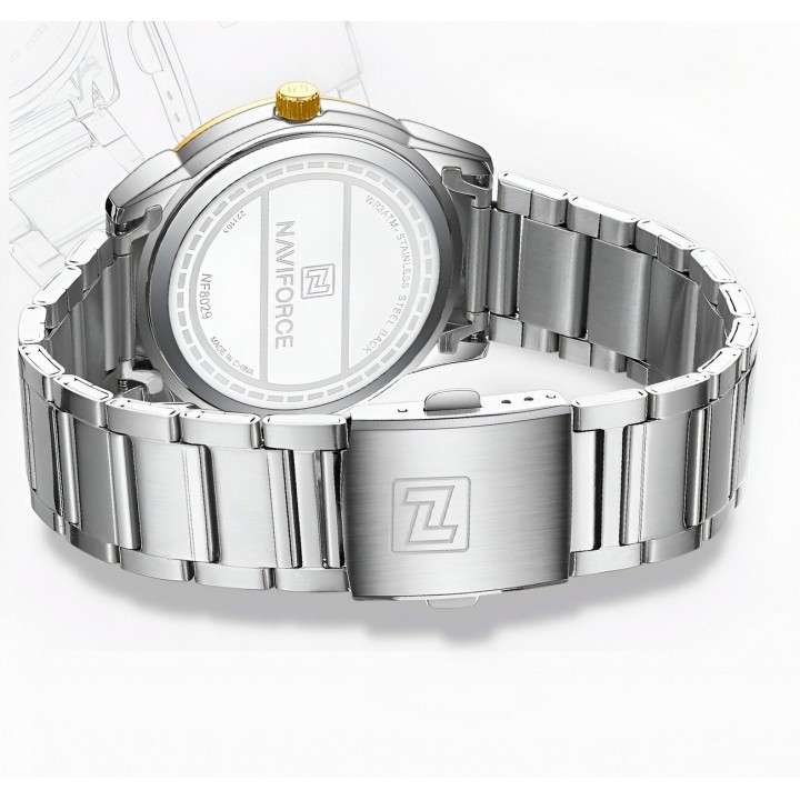 Reloj Naviforce Casual Nf8029 Crono Hombre Acero+ Estuche
