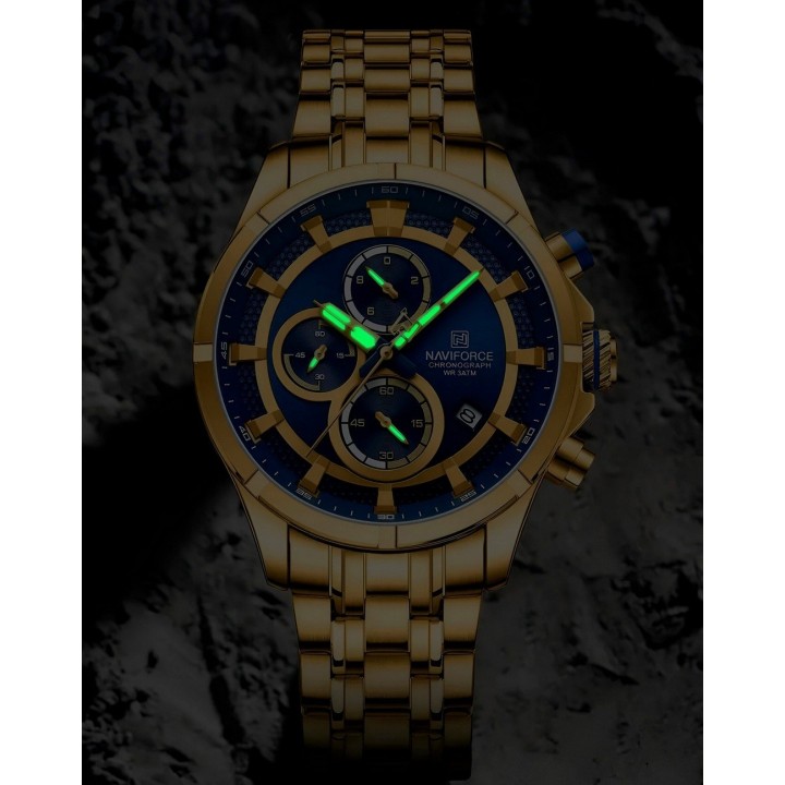 Reloj Naviforce Casual Nf8046 Crono Hombre Acero+ Estuche