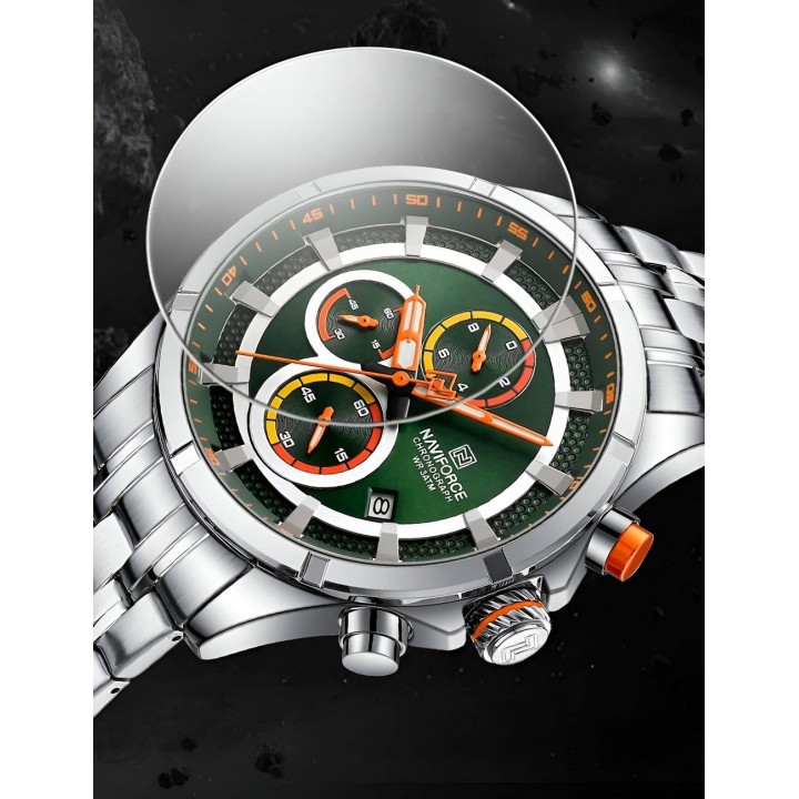 Reloj Naviforce Casual Nf8046 Crono Hombre Acero+ Estuche