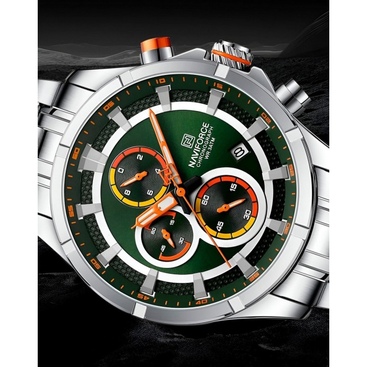 Reloj Naviforce Casual Nf8046 Crono Hombre Acero+ Estuche