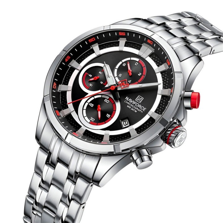 Reloj Naviforce Casual Nf8046 Crono Hombre Acero+ Estuche