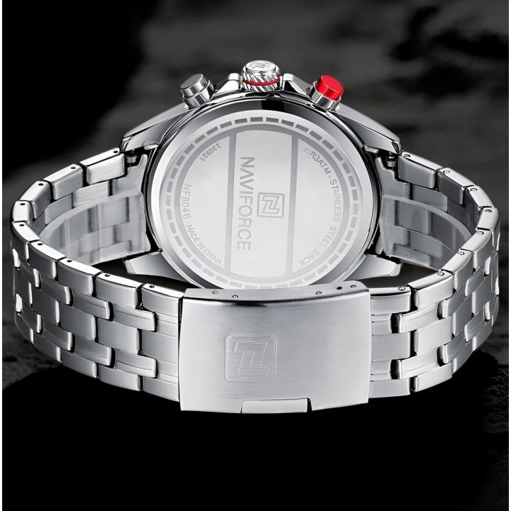 Reloj Naviforce Casual Nf8046 Crono Hombre Acero+ Estuche