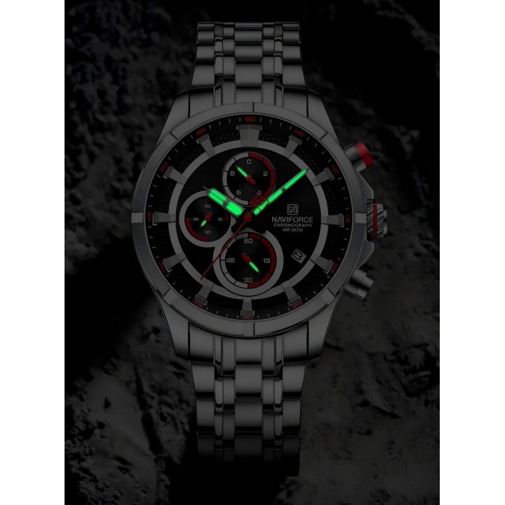 Reloj Naviforce Casual Nf8046 Crono Hombre Acero+ Estuche