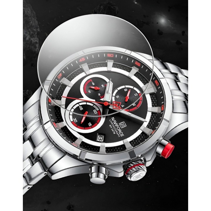 Reloj Naviforce Casual Nf8046 Crono Hombre Acero+ Estuche