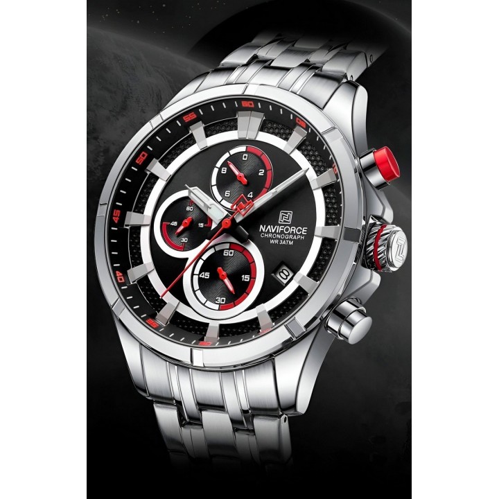 Reloj Naviforce Casual Nf8046 Crono Hombre Acero+ Estuche