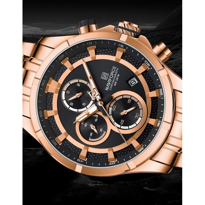Reloj Naviforce Casual Nf8046 Crono Hombre Acero+ Estuche