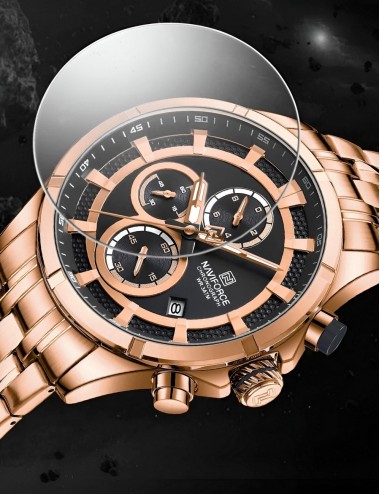 Reloj Naviforce Casual Nf8046 Crono Hombre Acero+ Estuche