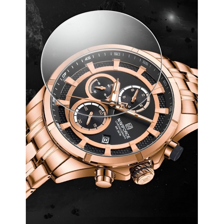 Reloj Naviforce Casual Nf8046 Crono Hombre Acero+ Estuche