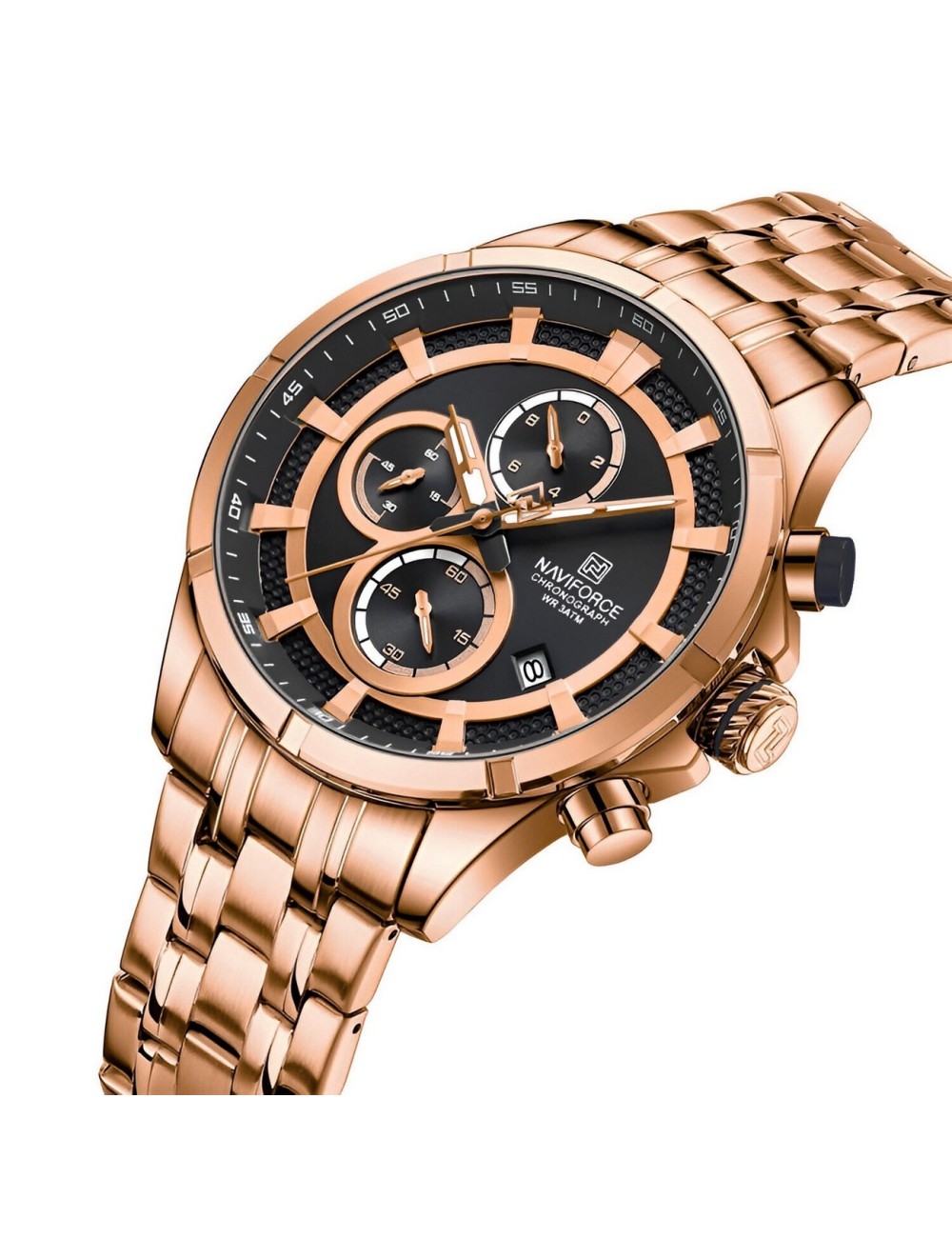 Reloj Naviforce Casual Nf8046 Crono Hombre Acero+ Estuche