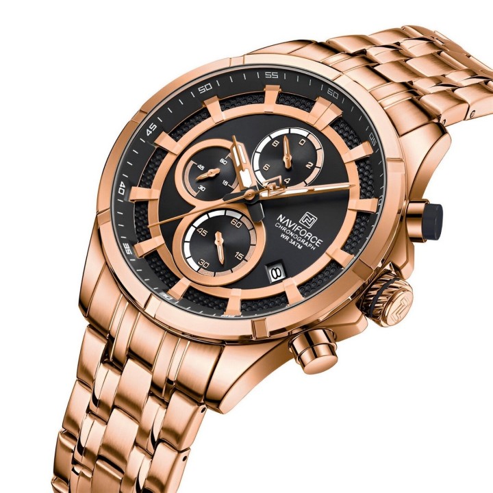 Reloj Naviforce Casual Nf8046 Crono Hombre Acero+ Estuche