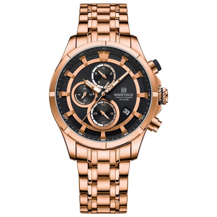 Reloj Naviforce Casual Nf8046 Crono Hombre Acero+ Estuche
