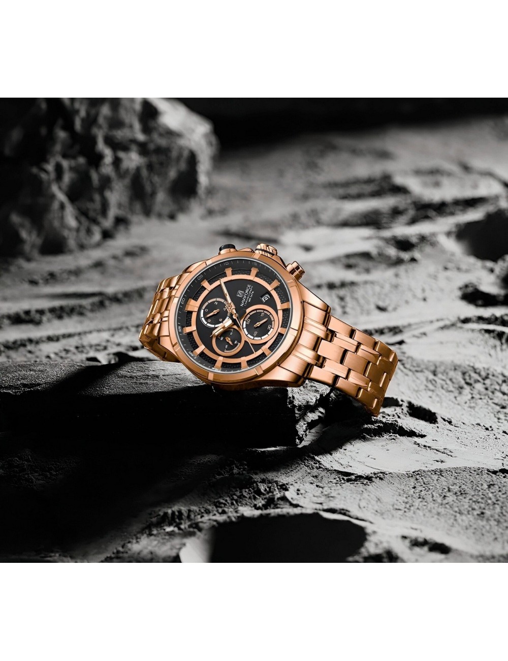 Reloj Naviforce Casual Nf8046 Crono Hombre Acero+ Estuche