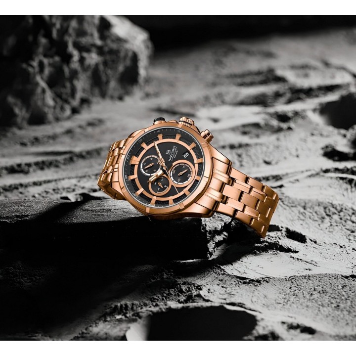 Reloj Naviforce Casual Nf8046 Crono Hombre Acero+ Estuche